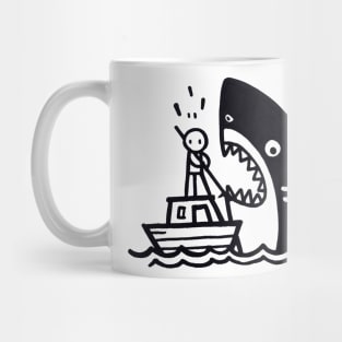 Stick Figure of a Shark in Black Ink Mug